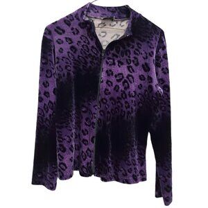 VTG Y2K Diamond's Womens Whimsygoth Jacket Medium Purple Animal Print Velvet